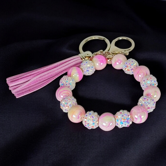 Hand Crafted Accessories - Beaded Bag / Key Charm Coquette Girl Dollette Pink Parisian Y2K New Preppy Glam